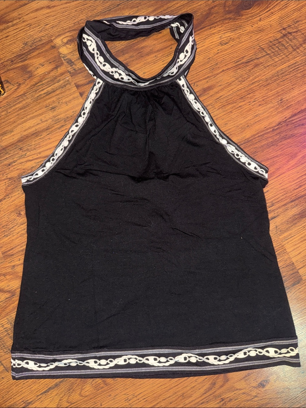 White House Black Market Black Halter Tank with White Trim 1.T